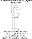 Stainless U.S. Type Machinery Eye Bolts