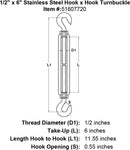Stainless Steel Hook x Hook Turnbuckle