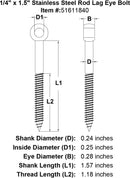 Stainless Rod Style Lag Eye Bolt