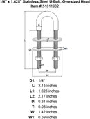 Stainless U-Bolts With Oversized Head