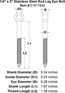 Stainless Rod Style Lag Eye Bolt