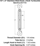 Stainless Steel Hook x Hook Turnbuckle