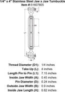 Stainless Steel Jaw x Jaw Turnbuckle, U.S. Type