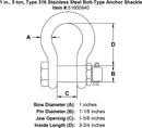 Type 316 Stainless Steel Bolt-Type Anchor Shackle