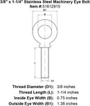 Stainless U.S. Type Machinery Eye Bolts