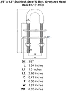 Stainless U-Bolts With Oversized Head