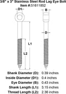 Stainless Rod Style Lag Eye Bolt