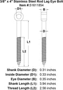 Stainless Rod Style Lag Eye Bolt