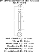 Stainless Steel Hook x Eye Turnbuckle