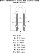 Stainless U-Bolts With Oversized Head