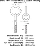 Stainless Lag Eye Bolts With Ring