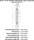 Stainless Steel Hook x Eye Turnbuckle