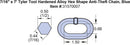7/16" Tyler Tool Hardened Alloy Hex Shape Anti-Theft Chain, Blue