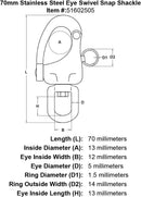 Stainless Steel Eye Swivel Snap Shackle
