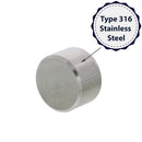 1/4" Type 316 Stainless Steel End Cap for Capping Hex Nut