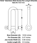 Stainless Steel Screw Pin Long D Shackle