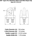 Type 316 Stainless Steel Cast Wire Rope Clip