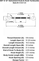 Galvanized Hook & Hook Turnbuckle