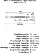 Galvanized Eye & Eye Turnbuckle