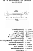 Galvanized Hook & Eye Turnbuckle