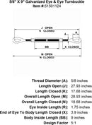 Galvanized Eye & Eye Turnbuckle