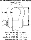 Stainless Steel Screw Pin Bow Shackle