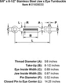 Stainless  Jaw x Eye Turnbuckles