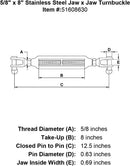 Stainless  Jaw x Jaw Turnbuckles