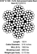 PRO Strand 7x19, Hot Dip Galvanized Cable Reel
