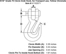 Grade 70 Clevis Grab Hook, for Transport use, Yellow Chromate
