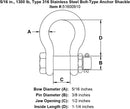 Type 316 Stainless Steel Bolt-Type Anchor Shackle