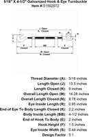 Galvanized Hook & Eye Turnbuckle