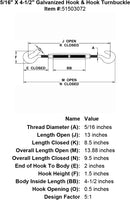 Galvanized Hook & Hook Turnbuckle