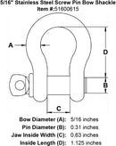 Stainless Steel Screw Pin Bow Shackle