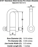 Stainless Steel Screw Pin Chain Shackle