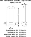 Stainless Steel Screw Pin Long D Shackle