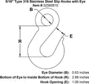 Type 316 Stainless Steel Slip Hooks with Eye