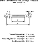 Stainless Steel Eye x Eye Turnbuckle