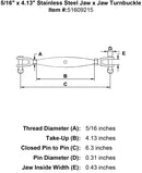 Stainless Pipe Style Jaw x Jaw Turnbuckles