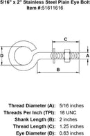 Stainless Plain Eye Bolts