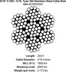 PRO Strand 7x19 Type 304 Stainless Steel Cable Reel