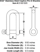 Stainless Steel Captive Pin D Shackle