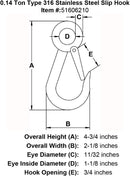 Type 316 Stainless Steel Slip Hook