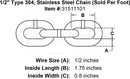 Type 304 Stainless Steel Chain (Sold Per Foot)