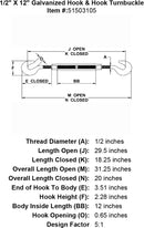 Galvanized Hook & Hook Turnbuckle