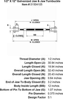 Galvanized Jaw & Jaw Turnbuckle