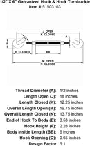 Galvanized Hook & Hook Turnbuckle