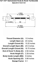 Galvanized Hook & Hook Turnbuckle