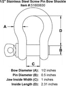 Stainless Steel Screw Pin Bow Shackle