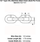 Type 316 Stainless Steel Chain (Sold Per Foot)